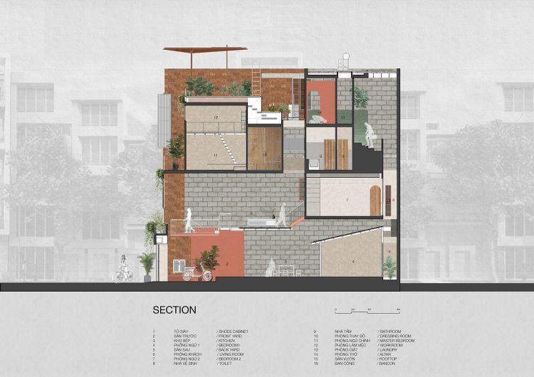 H House được tạo nên với mục tiêu hiện diện cho tinh thần sống hài hòa cùng thiên nhiên, đồng thời phá bỏ sự ngột ngạt thường thấy ở những ngôi nhà ống tại các đô thị lớn.
