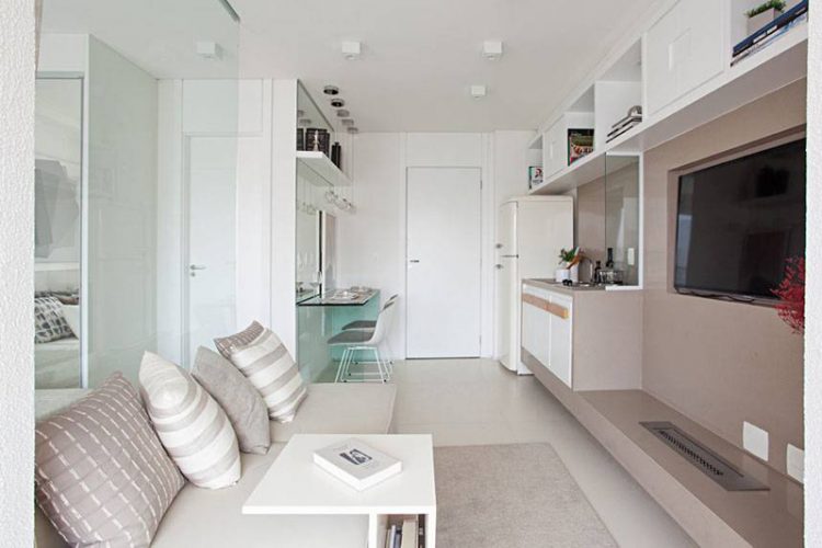 Căn hộ 35 m2 có mọi phòng đều rộng nhờ dùng nhiều kính
